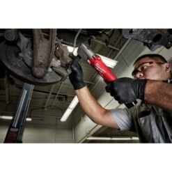 Milwaukee M12 FUEL 12V Lithium-Ion Brushless Cordless 1/2 in. Right Angle Impact Wrench Kit with Two 2.0 Ah Batteries & Inflator