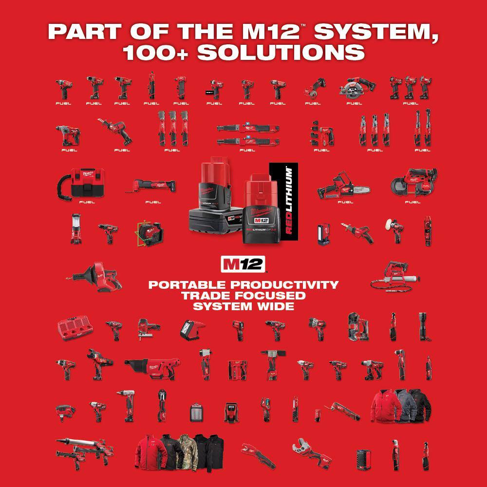Milwaukee M12 FUEL 12V Lithium-Ion Brushless Cordless 1/2 in. Right Angle Impact Wrench Kit with Two 2.0 Ah Batteries & Inflator