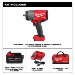 Milwaukee M18 FUEL 18V Lithium Ion Brushless Cordless 1/2 in. Impact Wrench with Friction Ring Combo Kit and Impact Socket Set