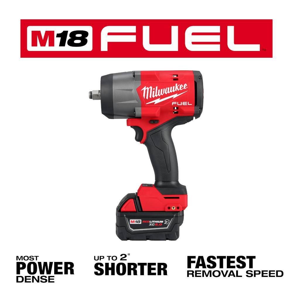 Milwaukee M18 FUEL 18V Lithium Ion Brushless Cordless 1/2 in. Impact Wrench with Friction Ring Combo Kit and Impact Socket Set