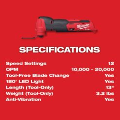 Milwaukee M12 FUEL 12V Lithium-Ion Cordless Oscillating Multi-Tool Kit w/ 4.0 Ah Battery, Charger, Accessories, Bag & Multi-Tool
