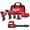 Milwaukee M12 FUEL 12-Volt Lithium-Ion Brushless Cordless Hammer Drill and Impact Driver Combo Kit with Compact Spot Blower