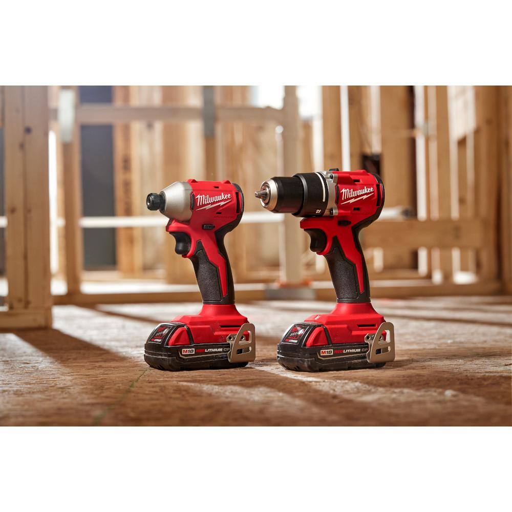 Milwaukee M18 18V Lithium-Ion Brushless Cordless Compact Drill/Impact Combo Kit (2-Tool) w/(2) 2.0 Ah Batteries, Charger, & Sander