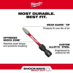 Milwaukee M18 FUEL 18-Volt Brushless Cordless Hammer Drill & Impact Driver Combo Kit (2-Tool) with SHOCKWAVE Bit Set (50-Piece)