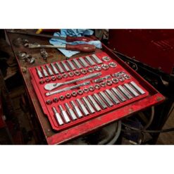 Milwaukee 3/8 in. Drive SAE/Metric Ratchet and Socket Mechanics Tool Set with 3/8 in. Drive 5 in. Stubby Ratchet (57-Piece)