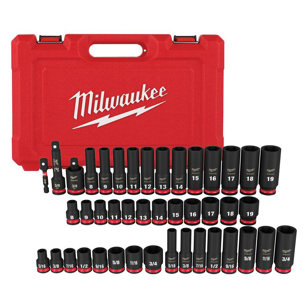 Milwaukee 3/8 in. Drive SAE/Metric Ratchet and Socket Mechanics Tool Set with 3/8 in. SAE/Metric Impact Socket Set (99-Piece)