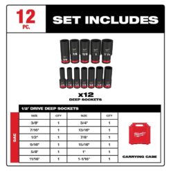 Milwaukee 1/2 in. Drive Ratchet and SHOCKWAVE 1/2 in. Drive SAE Deep Well Impact Socket Set (13-Piece)