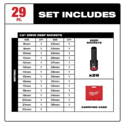 Milwaukee 1/2 in. Drive Ratchet and SHOCKWAVE 1/2 in. Drive Metric 6 Point Impact Socket Set (30-Piece)