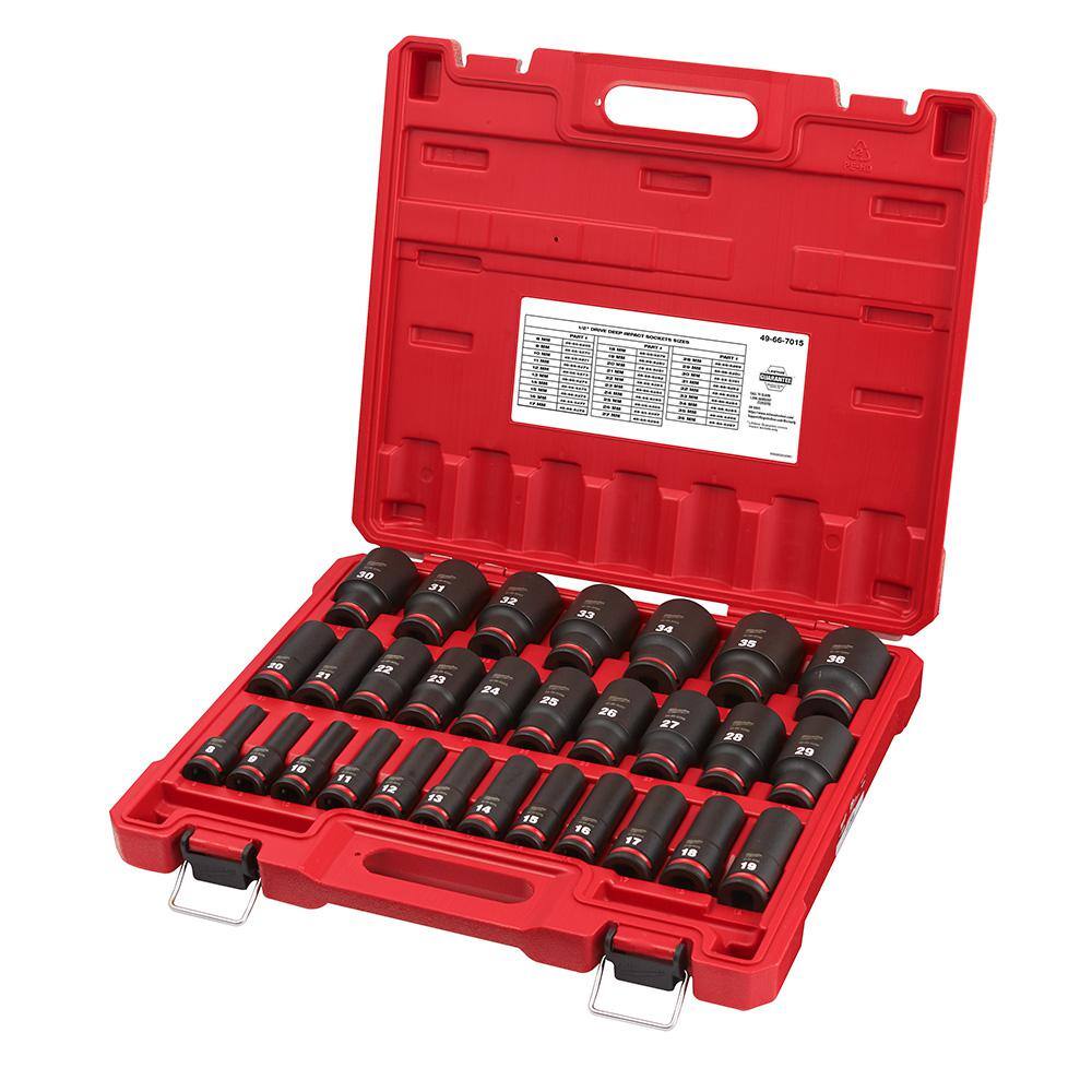 Milwaukee 1/2 in. Drive Ratchet and SHOCKWAVE 1/2 in. Drive Metric 6 Point Impact Socket Set (30-Piece)