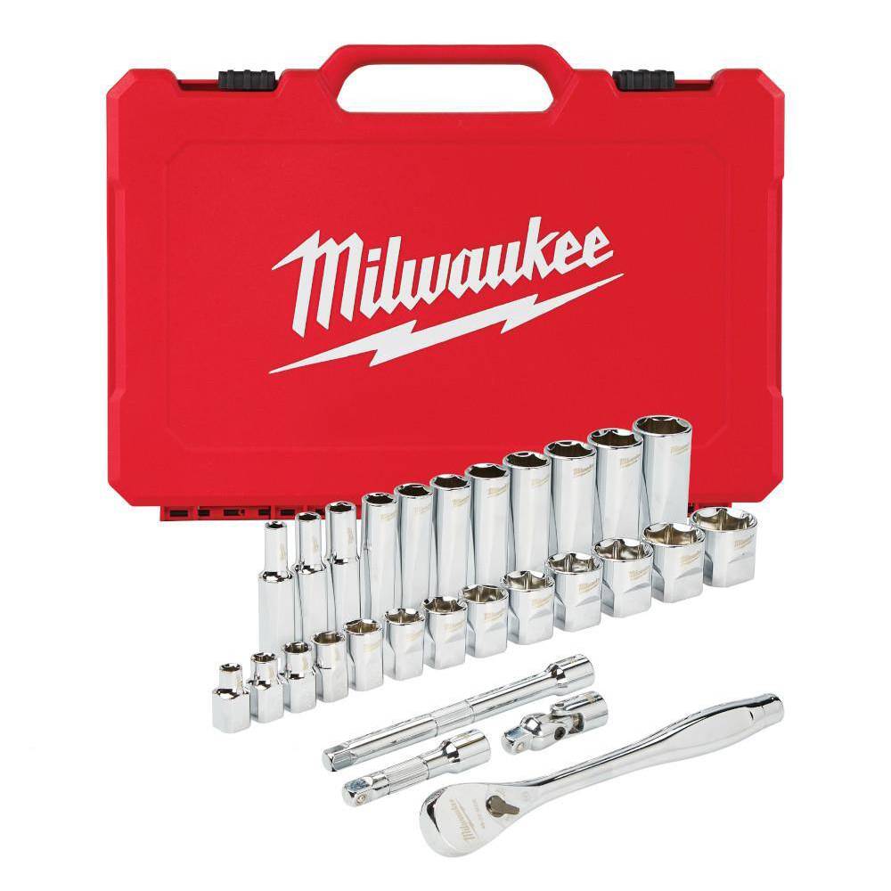 Milwaukee 3/8 in. Drive SAE Ratchet and Socket Mechanics Tool Set (28-Piece)
