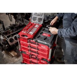 Milwaukee 3/8 in. Drive SAE Ratchet and Socket Mechanics Tool Set with Packout Case (28-Piece) and Screwdriver Set (8-Piece)