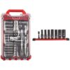 Milwaukee 3/8 in. Drive Metric Ratchet and Socket Mechanics Tool Set with PACKOUT Case & Impact Socket Set (40-Piece)