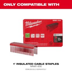 Milwaukee M12 12 Volt Lithium Ion Cordless Cable Stapler w/1 in. Insulated Cable Staples 600 Per Box (2-Pack)