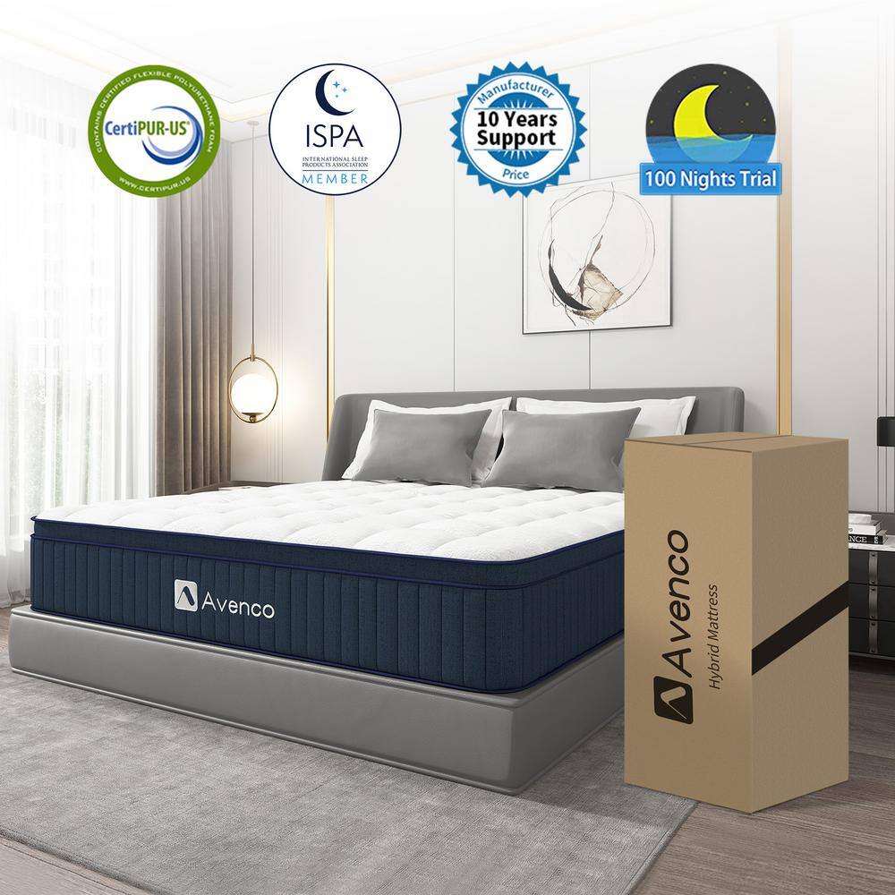 Avenco 12 in. Medium Firm Hybrid Pillow Top Motion Isolation Individual Pocket Spring Full Mattress