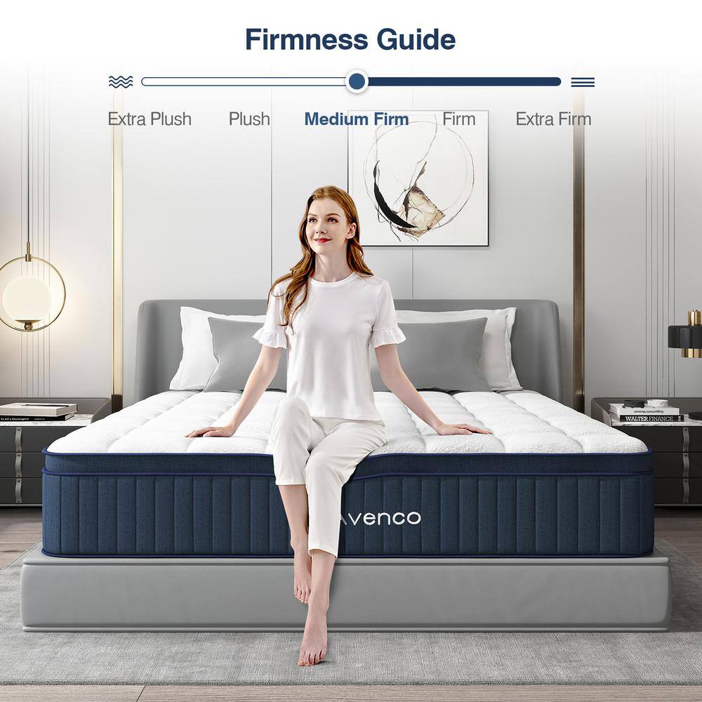 Avenco 12 in. Medium Firm Hybrid Pillow Top Motion Isolation Individual Pocket Spring Full Mattress