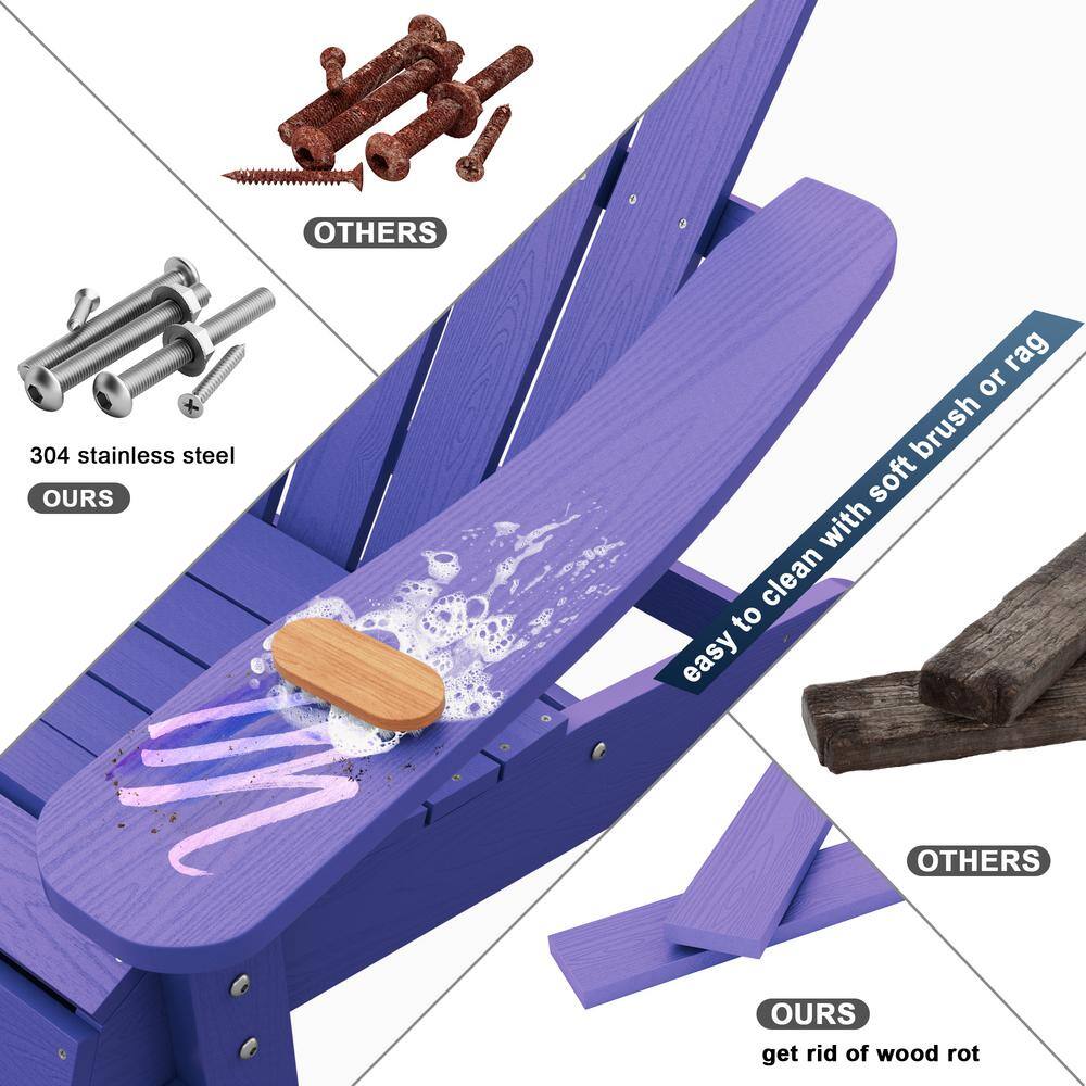Mximu Classic Purple Plastic Outdoor Patio Adirondack Chair