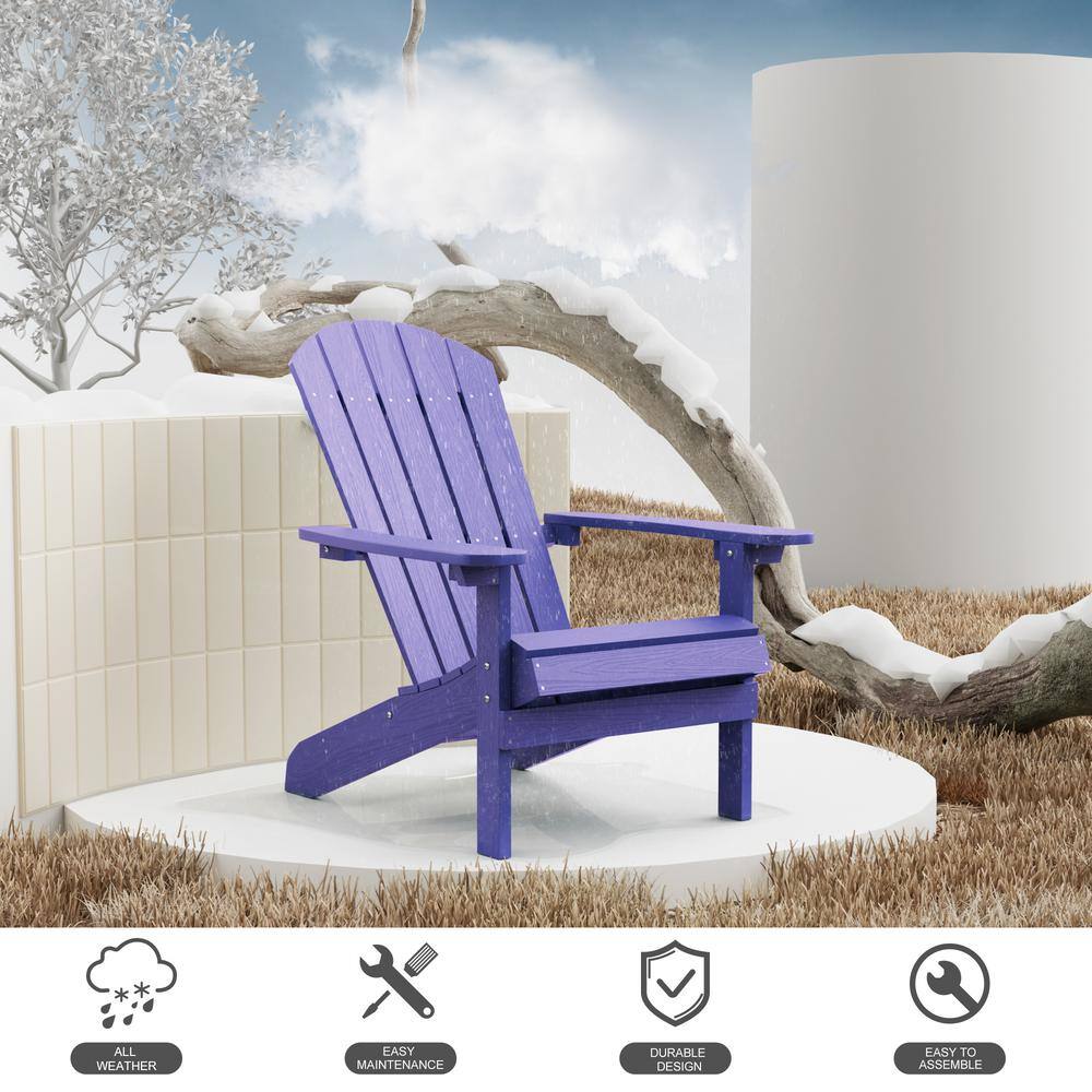 Mximu Classic Purple Plastic Outdoor Patio Adirondack Chair