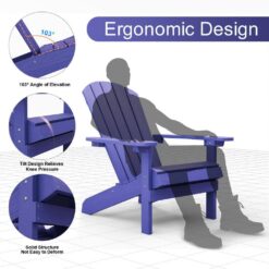 Mximu Classic Purple Plastic Outdoor Patio Adirondack Chair