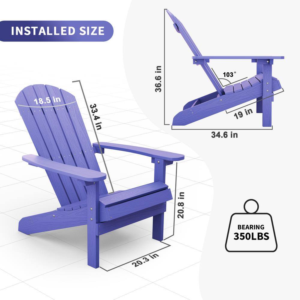 Mximu Classic Purple Plastic Outdoor Patio Adirondack Chair