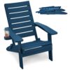Mximu All-Weather HIPS Navy Blue Folding Plastic Patio Adirondack Chair for Outdoor