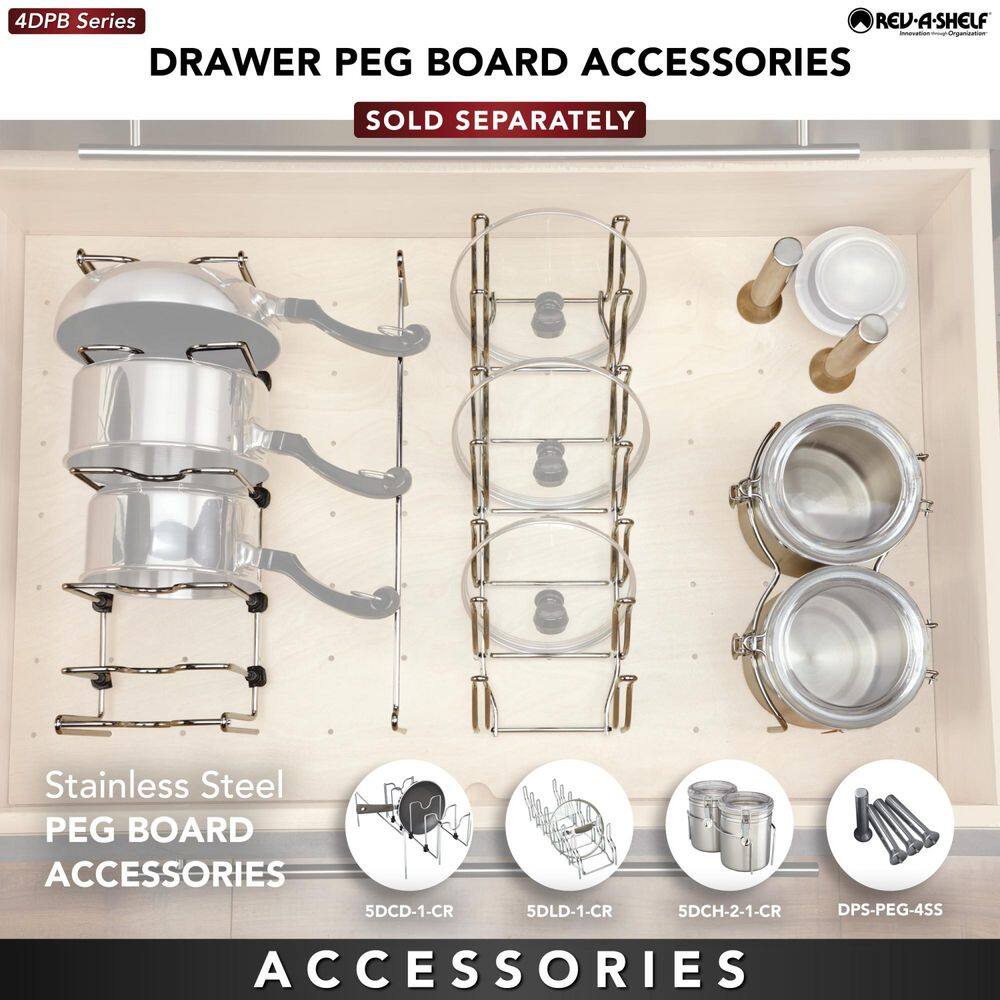 Rev-A-Shelf 30.25 in. x 6.63 in. x 21.25 in. Natural Brown Trimmable Pegboard Drawer Organizer with 12 Pegs