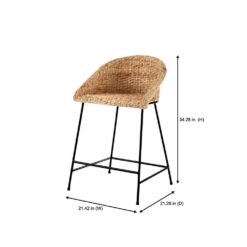 StyleWell 24 in. Natural Woven Hyacinth Counter Stool with Low Back