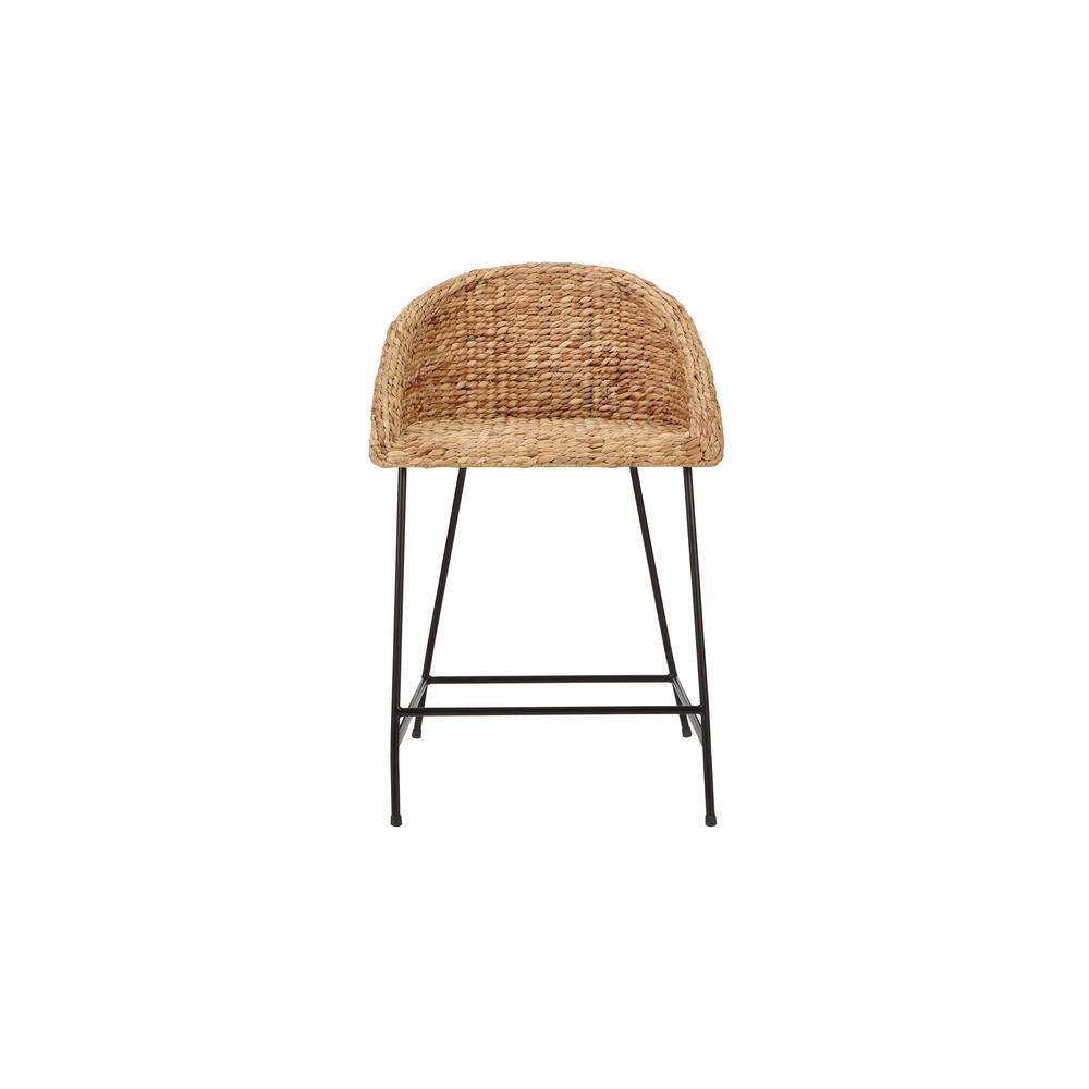 StyleWell 24 in. Natural Woven Hyacinth Counter Stool with Low Back