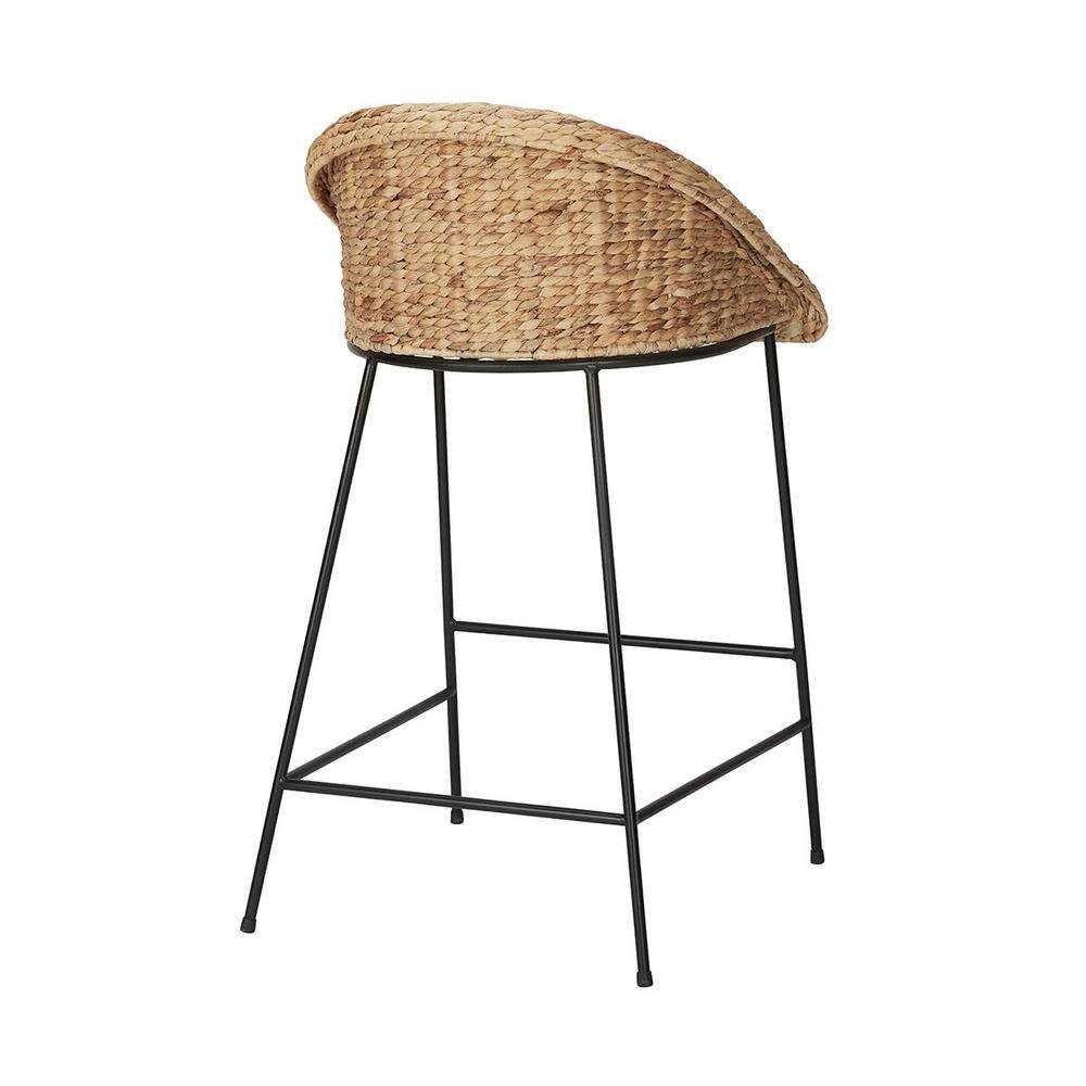 StyleWell 24 in. Natural Woven Hyacinth Counter Stool with Low Back