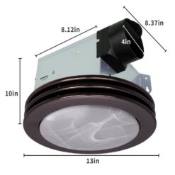 Akicon Decorative Oil Rubbed Bronze 80 CFM Ceiling Bathroom Exhaust Fan with LED Light