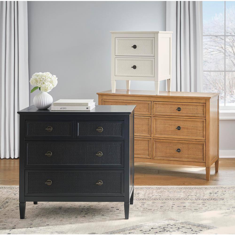 Home Decorators Collection Marsden Patina Wood Finish 2-Drawer Cane Nightstand
