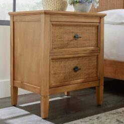 Home Decorators Collection Marsden Patina Wood Finish 2-Drawer Cane Nightstand