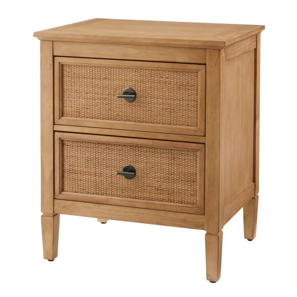 Home Decorators Collection Marsden Patina Wood Finish 2-Drawer Cane Nightstand
