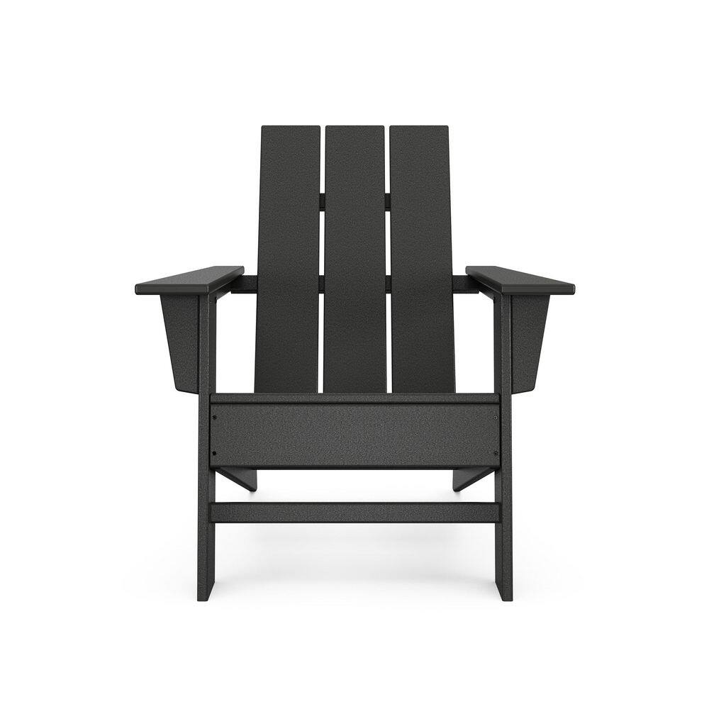POLYWOOD Grant Park Black Modern Plastic Patio Adirondack Chair Outdoor