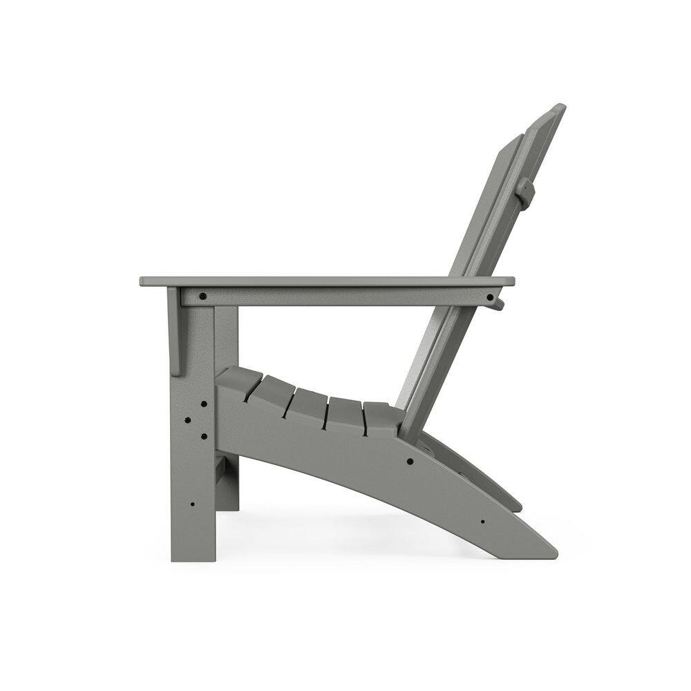 POLYWOOD Grant Park Traditional Curveback Slate Grey Plastic Patio Adirondack Chair Outdoor (Set of 1)