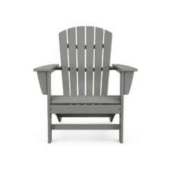 POLYWOOD Grant Park Traditional Curveback Slate Grey Plastic Patio Adirondack Chair Outdoor (Set of 1)