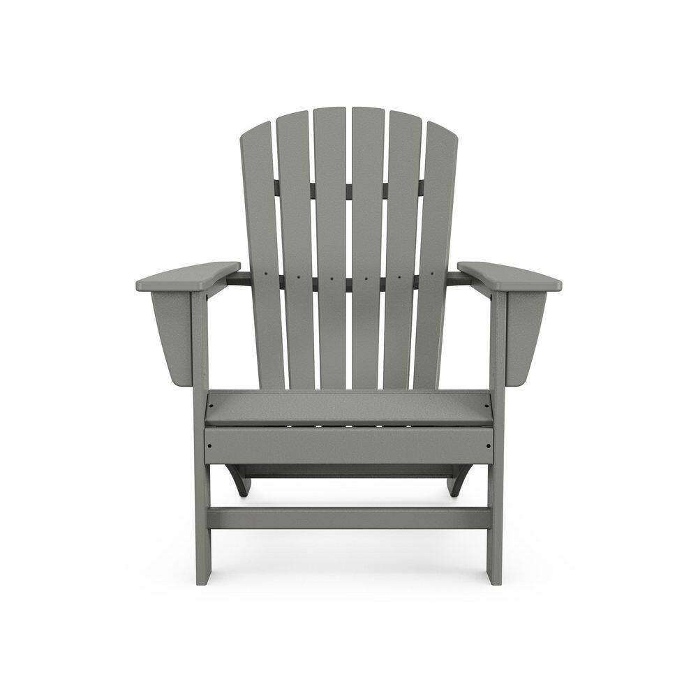 POLYWOOD Grant Park Traditional Curveback Slate Grey Plastic Patio Adirondack Chair Outdoor (Set of 1)