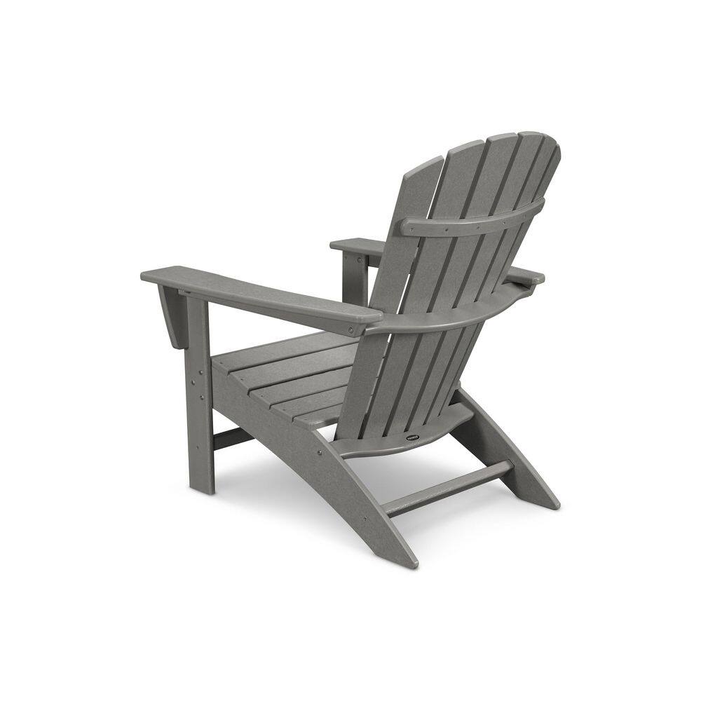 POLYWOOD Grant Park Traditional Curveback Slate Grey Plastic Patio Adirondack Chair Outdoor (Set of 1)