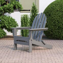 POLYWOOD Classic Slate Grey Plastic Patio Adirondack Chair