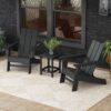 POLYWOOD Grant Park Black Plastic Outdoor Adirondack Chair Plastic 3-Piece Set