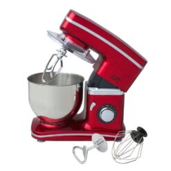 SPT 5.5 Qt 8-Speed Tilt Head Red Stand Mixer with Whisk, Kneading Hook and Mixer Blade Attachments