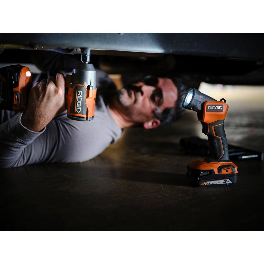 RIDGID 18V Cordless 8-Tool Combo Kit with 2.0 Ah Battery, 4.0 Ah Battery, and Charger