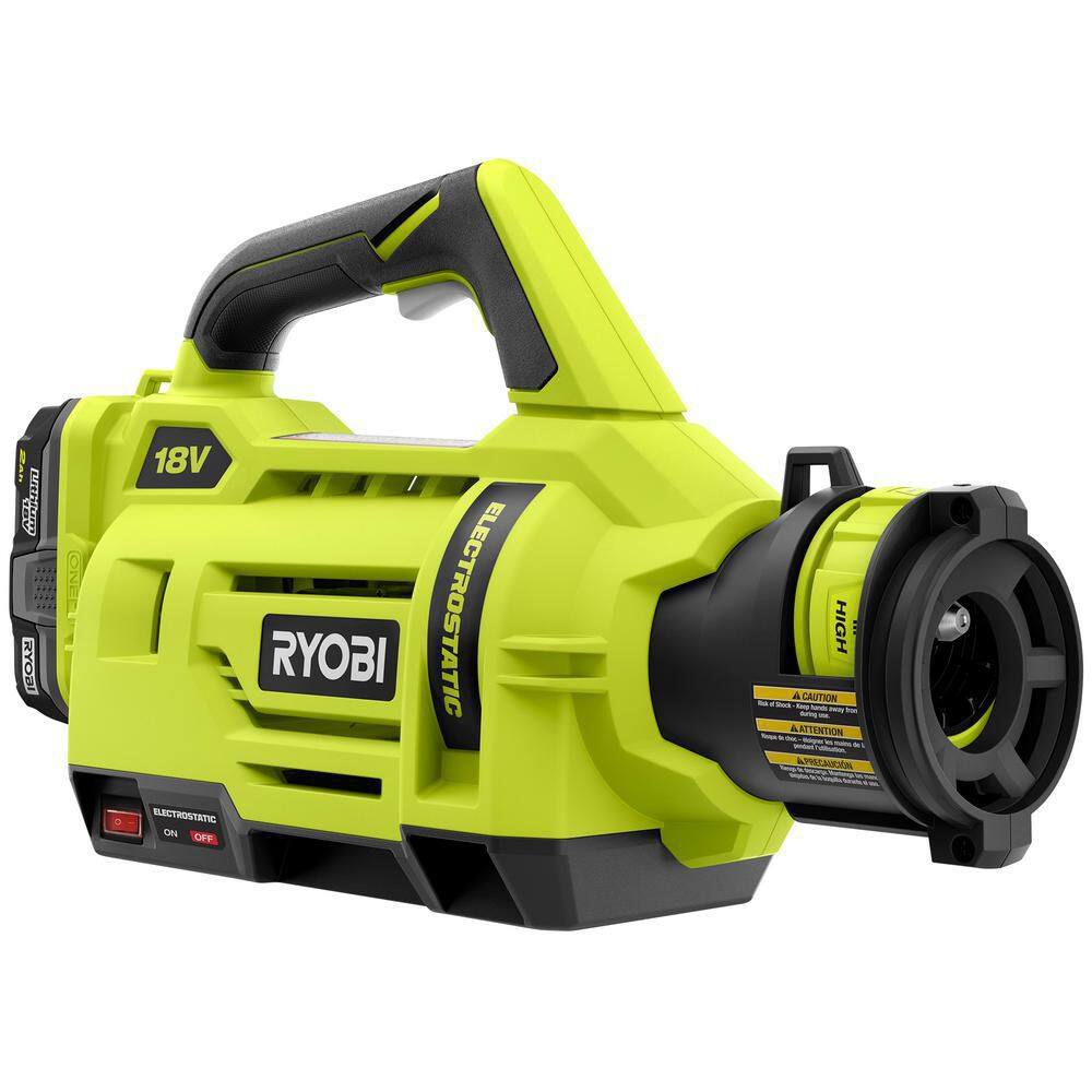 RYOBI ONE+ 18V Cordless Electrostatic 1 Gal. Sprayer w/ Extra (2) Low & (1) High Nozzles, (2) 2.0 Ah Batteries, & (1) Charger