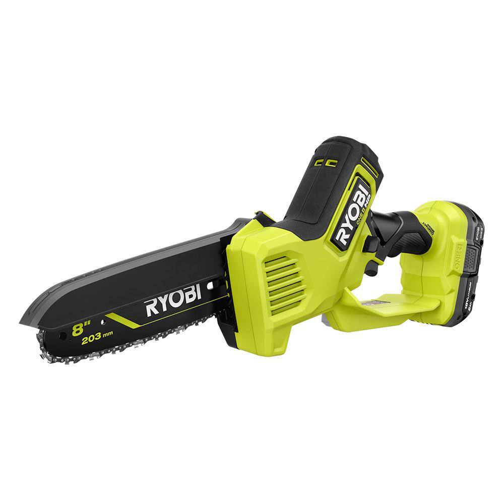 RYOBI ONE+ HP 18V Brushless 8 in. Battery Compact Pruning Mini Chainsaw with 2.0 Ah Battery and Charger PSBCW01K