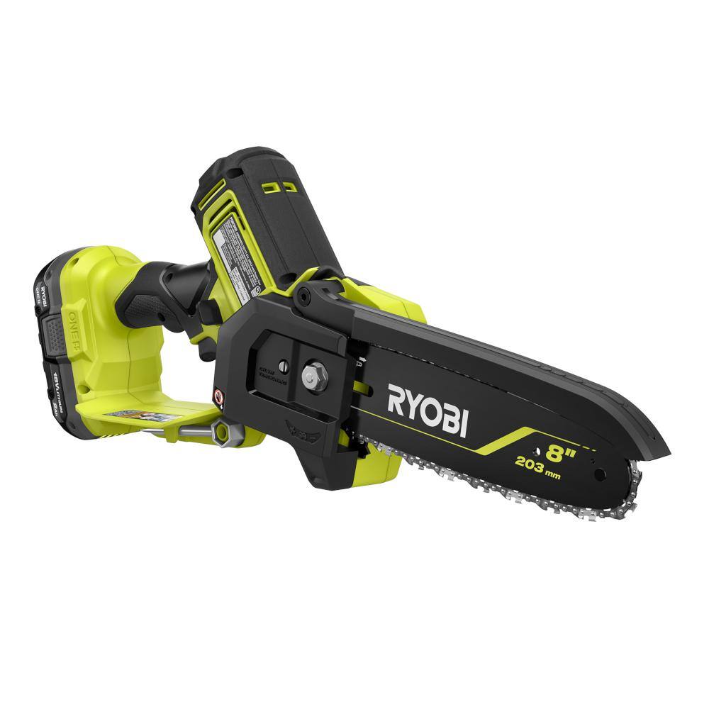 RYOBI ONE+ HP 18V Brushless 8 in. Battery Compact Pruning Mini Chainsaw with 2.0 Ah Battery and Charger PSBCW01K