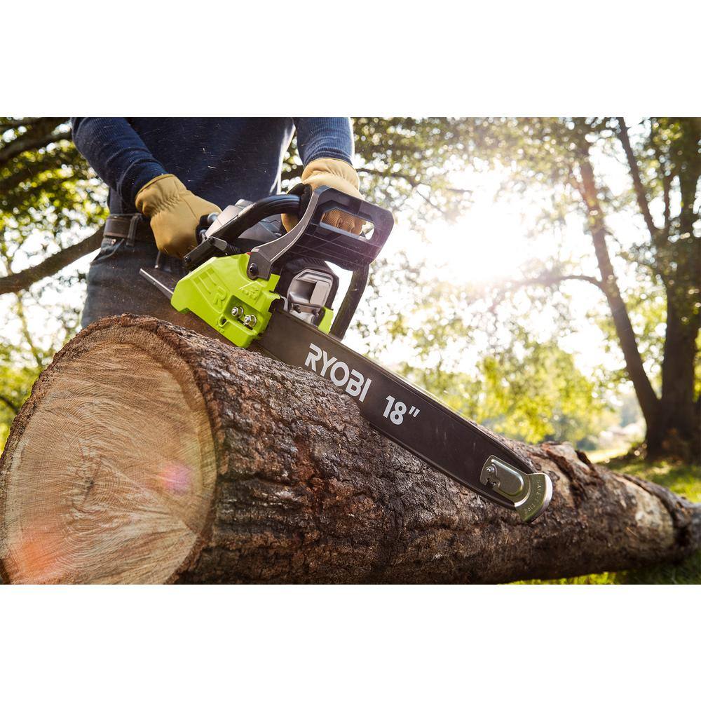 RYOBI 18 in. 38cc 2-Cycle Gas Chainsaw with Heavy-Duty Case