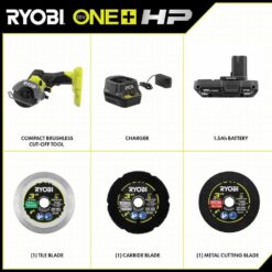RYOBI ONE+ HP 18V Brushless Cordless Compact Cut-Off Tool Kit with 1.5 Ah Battery and 18V Charger