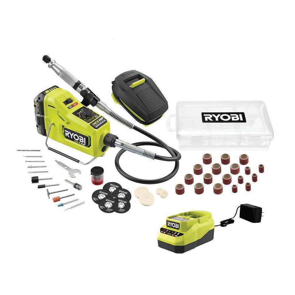 RYOBI ONE+ HP 18V Brushless Cordless Rotary Tool Kit with 2.0 Ah HIGH PERFORMANCE Battery and Charger