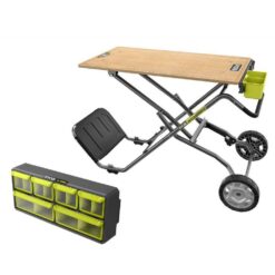 RYOBI Speed Bench 23 in. W x 20 in. D Mobile Workstation with LINK 12-Compartment Small Parts Organizer