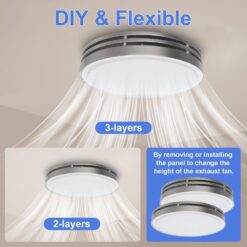Akicon 110 CFM, 2-Sones Bathroom Fan with Light, 15-Watt Dimmable 3CCT LED Light with 5-Watt 2-Color Night Light, Round, Silver