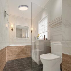 Akicon Bathroom Exhaust Fan with Light, Dimmable 3CCT LED Light with Night Light, 80 CFM, 2-Sones, Round, Silver